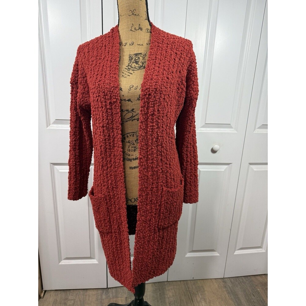 Womens Pink Rose Long Cardigan Size M Red